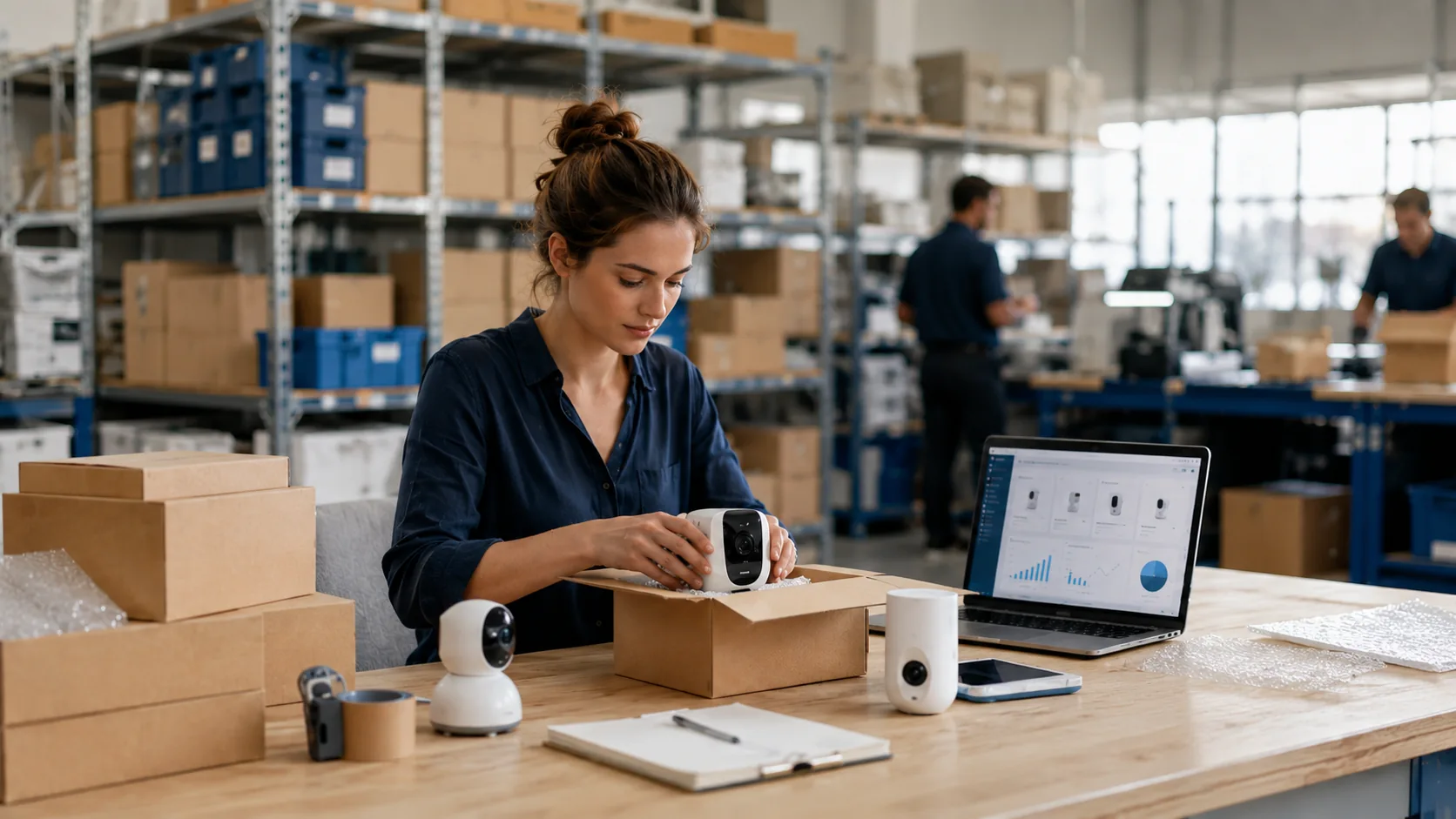 E-commerce sellers reviewing FAELAN camera solutions