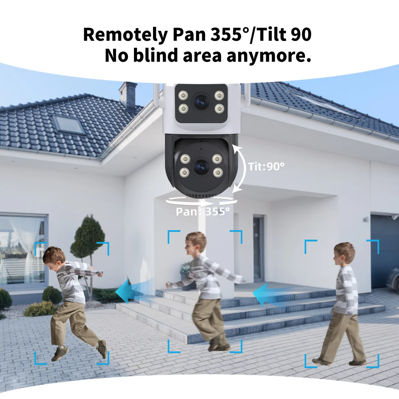 FAELAN solar AI security camera covering an outdoor perimeter