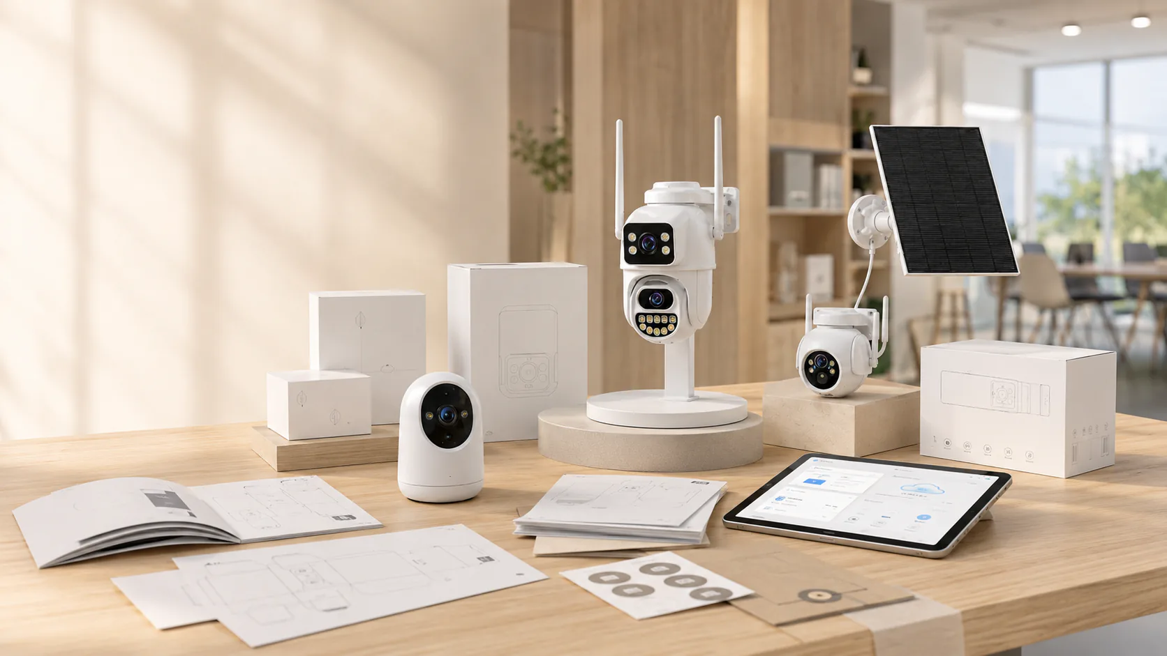 FAELAN OEM solution hero with AI cameras, white-label packaging, product manuals and app platform